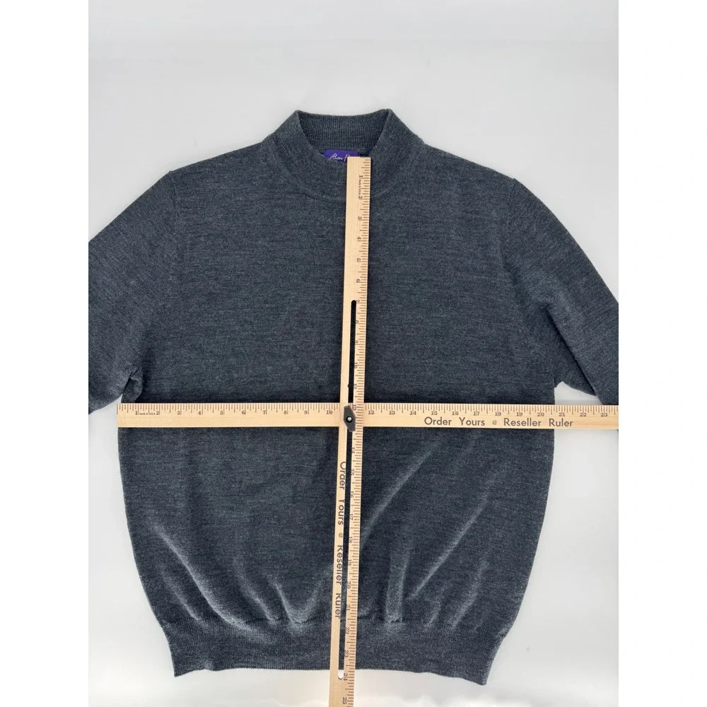 Alan Flusser Mens Merino‎ Wool Mock Neck Sweater Charcoal Gray Size M - Picture 4 of 6